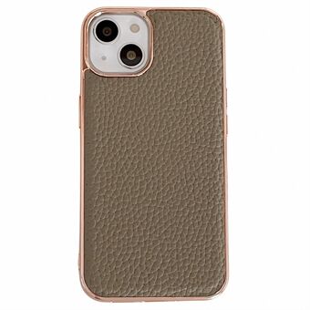 Stars Series For iPhone 13 6.1 inch Top Layer Cowhide Leather Coated TPU Protective Cover Nano Electroplating Phone Case