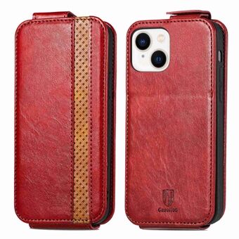 CASENEO 003 Series Vertical Flip Phone Case for iPhone 13 6.1 inch, Card Holder Business Style Splicing PU Leather Stand Cover