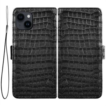 For iPhone 13 6.1 inch Full Protection PU Leather Phone Case Crocodile Texture Wallet Stand Magnetic Closure Protective Cover