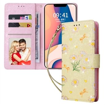 For iPhone 13 6.1 inch RFID Blocking Phone Case Lacquered PU Leather Wallet Stand Magnetic Clasp Protective Cover