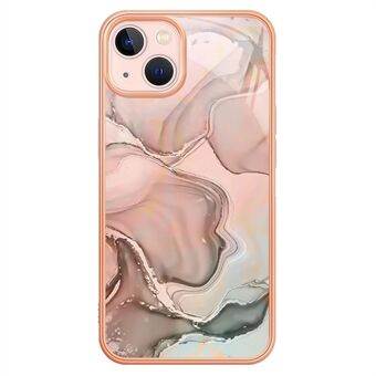 For iPhone 13 6.1 inch YB IMD Series-16 Style E 2.0mm TPU Drop Tested Phone Case Electroplating Frame Marble Pattern IMD Back Cover