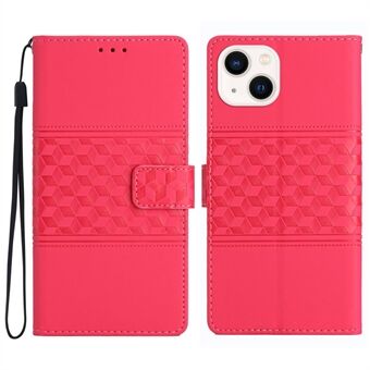 Phone Cover For iPhone 13 6.1 inch Retro Imprinted Pattern Skin Touch Feeling Phone Case Foldable Stand Wallet with Strap