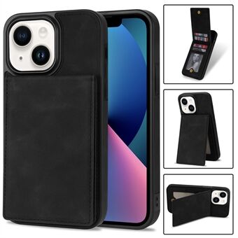 Bump Proof Back Cover for iPhone 13 6.1 inch, Solid Color Vertical Flip Kickstand Phone Case RFID Blocking PU Leather Coated TPU Shell with Multiple Card Slots