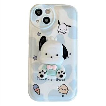 For iPhone 13 6.1 inch Cartoon Pattern Printing Phone Cover Air Cushion Puppy Shape Kickstand Anti-scratch TPU Case