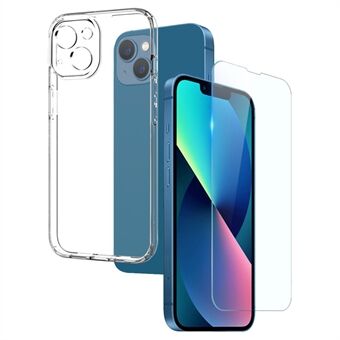 NORTHJO For iPhone 13 6.1 inch 2-in-1 Drop-proof Anti-scratch Soft TPU Phone Case + Sensitive Touch Ultra Clear Tempered Glass Screen Protector - Transparent