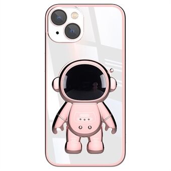 For iPhone 13 6.1 inch Electroplating Astronaut Shaped Kickstand Phone Case Phone Cover with Lens Film