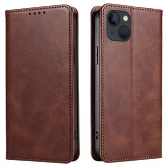 For iPhone 13 6.1 inch Leather Stand Phone Case Calf Texture Wallet Magnetic Cell Phone Cover