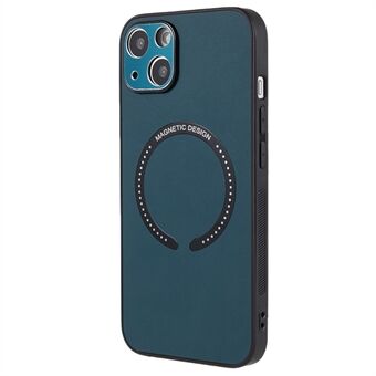 For iPhone 13 6.1 inch Magnetic Phone Case Leather Coated TPU+PC Electroplating Cover Compatible with Magsafe