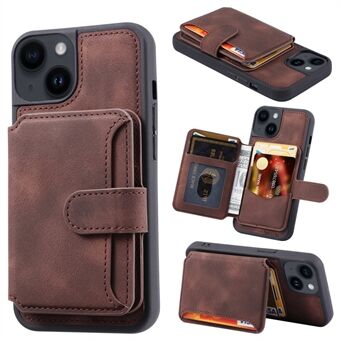 RFID Blocking Phone Case for iPhone 13 , Wallet Kickstand Leather Coated TPU Back Cover