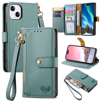 RFID Blocking Phone Stand Case for iPhone 13 , PU Leather Wallet Zipper Pocket Phone Cover