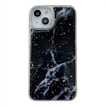 For iPhone 13 Epoxy Hard Acrylic+TPU Phone Shell Electroplating Marble Pattern Silver Foil Phone Case