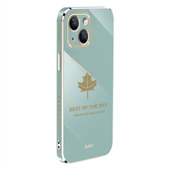 For iPhone 13 6.1 inch Straight Edge 6D Electroplating TPU Cover Maple Leaf Phone Case