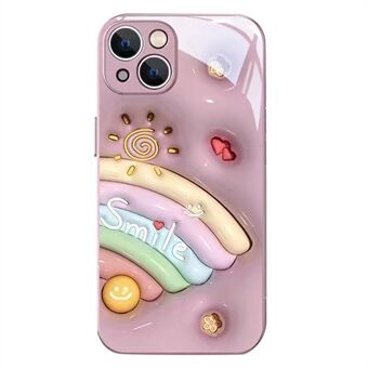 Smile Face Rainbow Pattern Phone Cover for iPhone 13 ,  Tempered Glass+TPU Phone Case