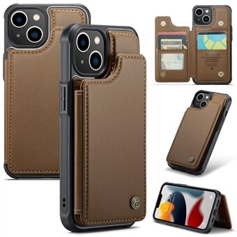 CASEME C22 Series Card Slots Phone Case for iPhone 13 , RFID Blocking Leather+TPU Kickstand Cover