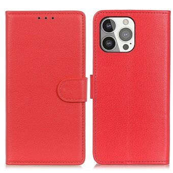 All-round Protection Classic Litchi Texture Leather Wallet Design Stand Case for iPhone 13 Pro 6.1 inch