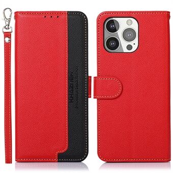 KHAZNEH Litchi Texture RFID Anti-theft Swiping Function Leather Phone Case for iPhone 13 Pro 6.1 inch