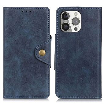 Magnetic Brass Buckle Leather Wallet Phone Case Cover for iPhone 13 Pro 6.1 inch