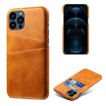 KSQ Double Card Slots Leather Coated Hard PC Phone Back Case Shell for iPhone 13 Pro 6.1 inch