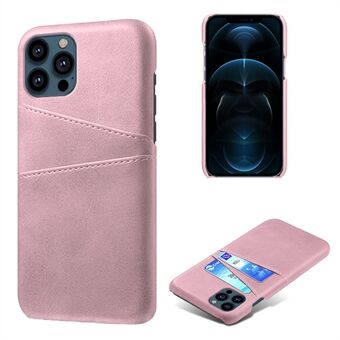 KSQ Double Card Slots Leather Coated Hard PC Phone Back Case Shell for iPhone 13 Pro 6.1 inch