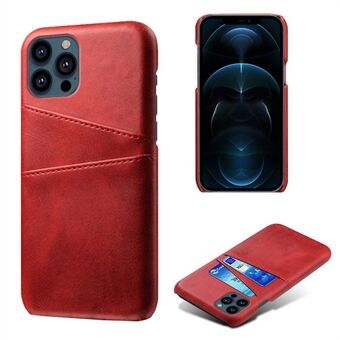 KSQ Double Card Slots Leather Coated Hard PC Phone Back Case Shell for iPhone 13 Pro 6.1 inch