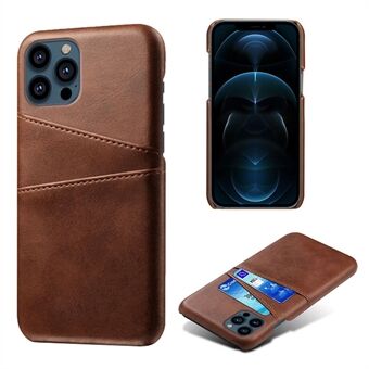 KSQ Double Card Slots Leather Coated Hard PC Phone Back Case Shell for iPhone 13 Pro 6.1 inch