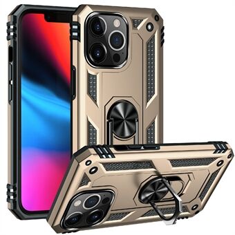 Military Grade PC TPU Shockproof Hybrid Cover for iPhone 13 Pro 6.1 inch with Rotary Ring Car Mount Kickstand