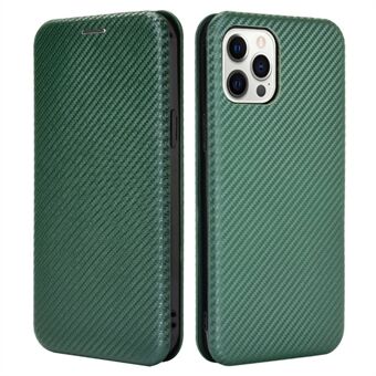 Ring Strap Design Auto-absorbed Carbon Fiber Leather Case for iPhone 13 Pro 6.1 inch