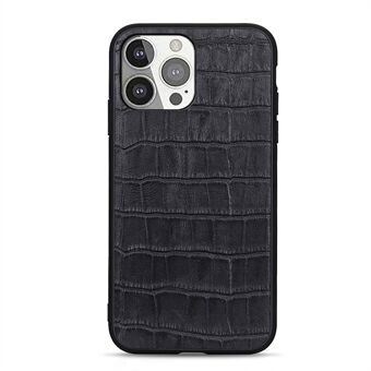 Crocodile Skin Anti-fall Genuine Leather Coated PC + TPU Combo Phone Back Case for iPhone 13 Pro 6.1 inch