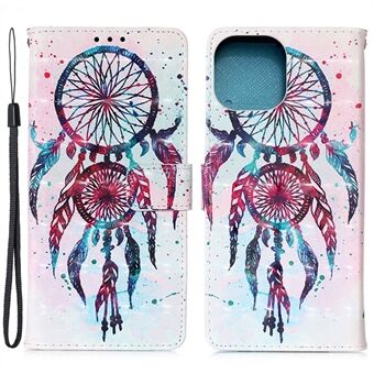 3D Fashion Pattern Printing PU Leather Shockproof Flip Magnetic Wallet Case with Strap for iPhone 13 Pro 6.1 inch