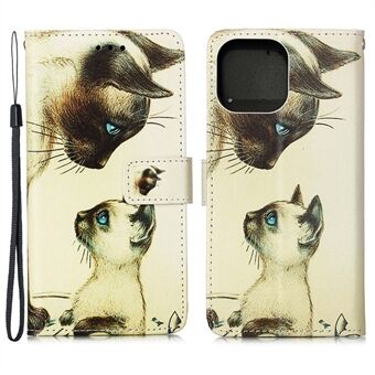 Pattern Printing Leather Wallet Stand Phone Shell Cover for iPhone 13 Pro 6.1 inch