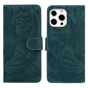 Drop-resistant Pure Color Tiger Imprint Pattern Leather Cover for iPhone 13 Pro 6.1 inch