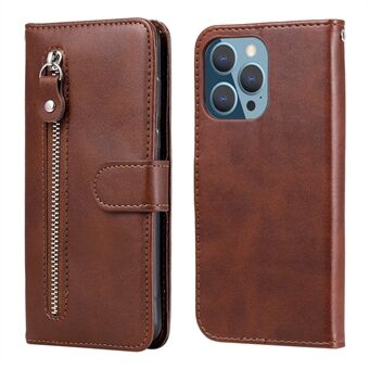 Scratch-proof Cover Zipper Pocket Leather Wallet Shell for iPhone 13 Pro 6.1 inch