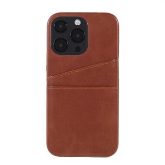 Full Protective Double Card Slots PU Leather Coated PC Cover Shell for iPhone 13 Pro 6.1 inch