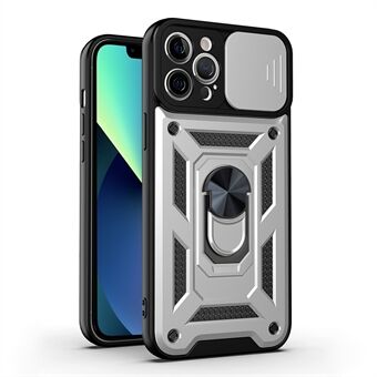 Drop-resistant Camera Slide Phone Case Back Cover with Kickstand for iPhone 13 Pro 6.1 inch