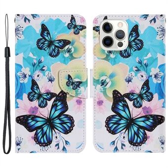 Multi Pattern Magnetic Clasp Wrist Strap Leather Phone Cell Case with Stand for Apple iPhone 13 Pro 6.1 inch