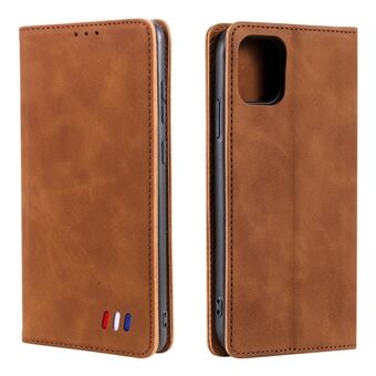 001 Series Auto-absorbed Skin-touch Feeling Leather Full-Protection Phone Case with Stand Design for iPhone 13 Pro 6.1 inch