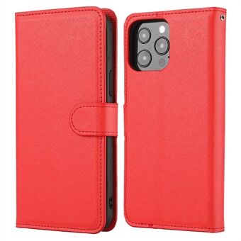 Cross Texture Wallet Stand Design Detachable Leather Phone Case Protector for iPhone 13 Pro 6.1 inch