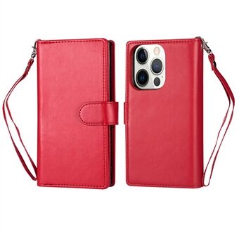 9 Card Slots Design Detachable PU Leather Cover Phone Case for iPhone 13 Pro 6.1 inch