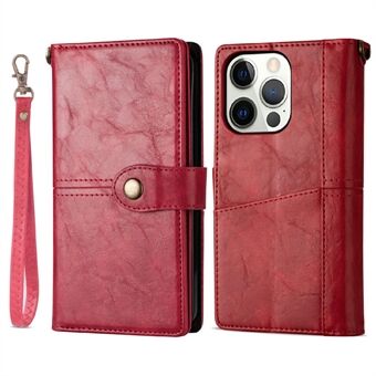 Vintage Style Multi-function Wallet Leather Phone Case with Lanyard for iPhone 13 Pro 6.1 inch