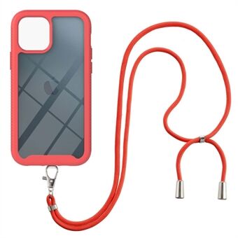 TPU Frame + PC Hybrid Case Mobile Phone Protector Shell with Lanyard for iPhone 13 Pro 6.1 inch