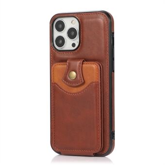 Classic Delicate Leather Vertical Flip Card Pocket Design Phone Case with Kickstand for iPhone 13 Pro 6.1 inch