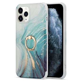 Marble Pattern Phone Case IMD Design Shockproof Phone Shell with Ring Holder Kickstand for iPhone 13 Pro 6.1 inch