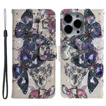 Light Spot Decor Pattern Printing Leather Case Anti-fall Wallet Stand Cover for iPhone 13 Pro 6.1 inch