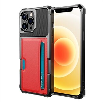 ZM02 Card Slot Design Anti-fall Leather Coated TPU Hybrid Phone Case Cover for iPhone 13 Pro 6.1 inch