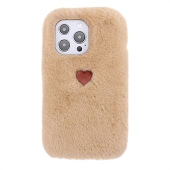 Love Heart Design Fluffy Plush TPU Case Protective Phone Cover for iPhone 13 Pro 6.1 inch