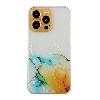 Colorful Embossing Marble Pattern Printing Freely-Twisted TPU Precise Cut-Out Phone Cover Case for iPhone 13 Pro 6.1 inch