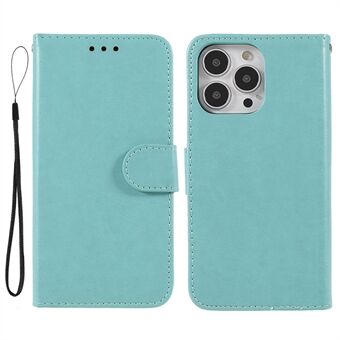 Durable Magnetic Solid Color PU Leather Folio Wallet Stand Flip Cover Case with Wrist Strap for iPhone 13 Pro 6.1 inch