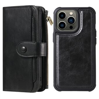 Detachable Inner Leather Coated Phone Case Vintage Style Horizontal/Vertical Flip Leather Shell with Pocket Design for iPhone 13 Pro 6.1 inch