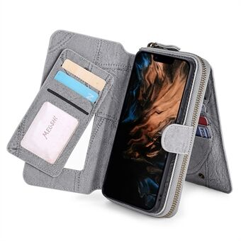 MEGSHI 004 Series Detachable Stand Design Zipper Pocket Shockproof PU Leather TPU Wallet Cover Flip Case for iPhone 13 Pro