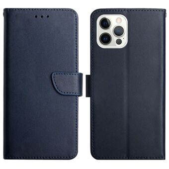 Nappa Texture Solid Color Cover Wallet Genuine Leather Phone Case Shell with Stand for iPhone 13 Pro 6.1 inch